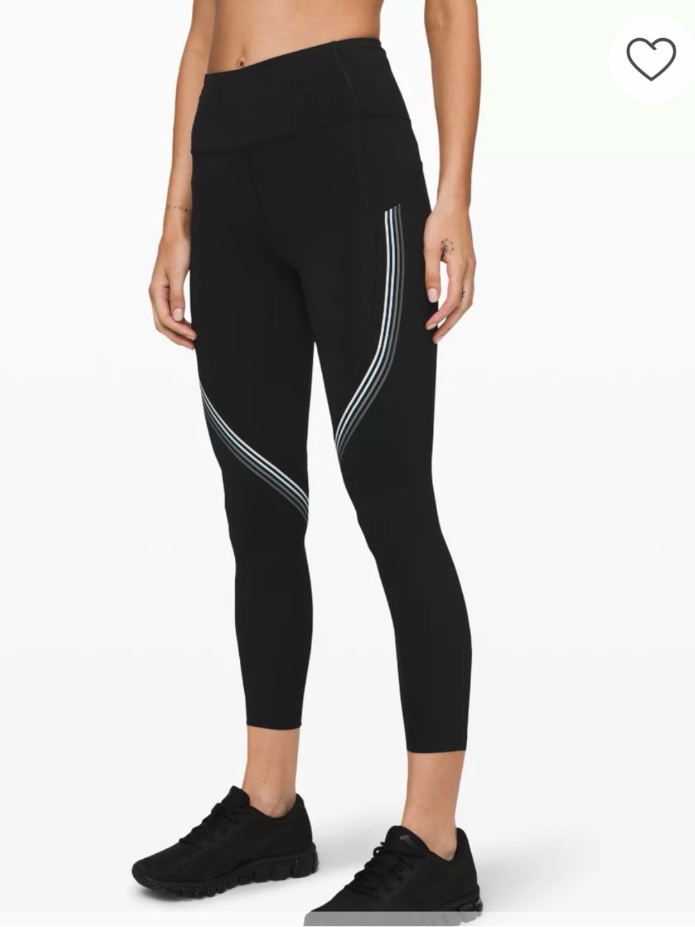 Lululemon Speed Limit High-Rise Crop 23" Black Reflective Stripe Leggings Size 8 - Picture 1 of 12